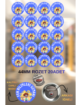 Fen Bilimleri Uzmanı Rozeti 44mm | 20 Adet Bilim Temalı Rozet