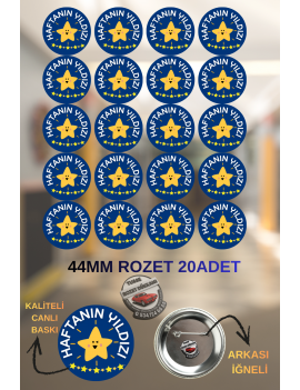 Haftanın Yıldızı 44mm Rozet | 20’li Motive Edici Öğrenci Rozeti