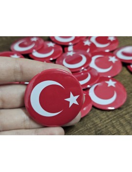 10 Adet Türk Bayrağı Rozeti 44mm | Milli ve Şık Buton Rozet