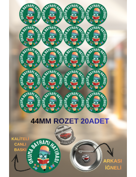 Okuma Bayramı Hatırası Rozeti 44mm | 20 Adet Okuma Yazma Rozeti