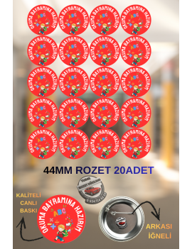 Okuma Bayramına Hazırım Rozeti 44mm | 20 Adet Okul ve Öğrenci Rozeti