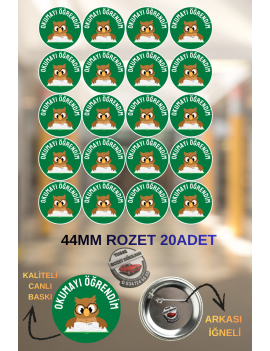 Okumayı Öğrendim Rozeti 44mm | 20 Adet Öğrenci Rozeti