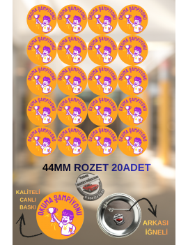 Okuma Şampiyonu Rozeti 44mm | 20 Adet Öğrenci Rozeti