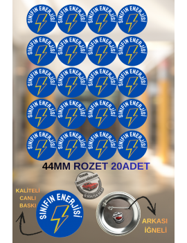 Sınıfın Enerjisi Rozeti 44mm | 20 Adet Öğrenci Rozeti