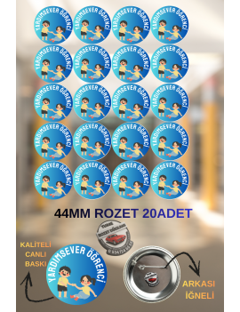 Yardımsever Öğrenci Rozeti 44mm | 20 Adet Öğrenci Rozeti