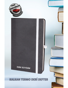 BEYAZ KALKAN TERMO DERİ DEFTER 13 x 21 CM | KİŞİYE ÖZEL LAZER BASKILI