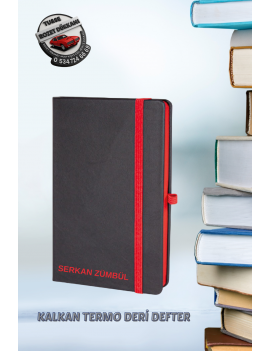 KIRMIZI KALKAN TERMO DERİ DEFTER 13 x 21 CM | KİŞİYE ÖZEL LAZER BASKILI