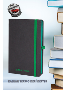 YEŞİL KALKAN TERMO DERİ DEFTER 13 x 21 CM | KİŞİYE ÖZEL LAZER BASKILI