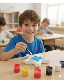 Beton Deniz Yıldızı Boyama Seti | 6 Renk Boya + 1 Fırça