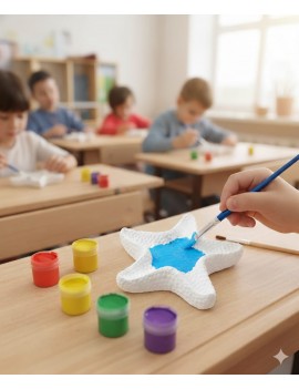 Beton Deniz Yıldızı Boyama Seti | 6 Renk Boya + 1 Fırça