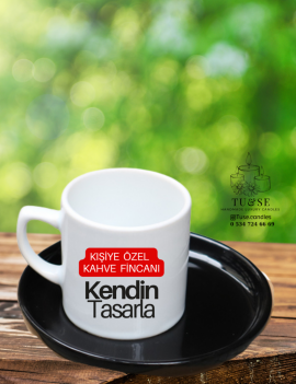 Siyah Sunumluklu Kişiye Özel Fincan | Yazı, Logo ve Resim Baskısı