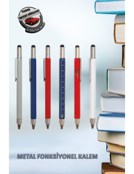 METAL FONKSİYONEL KALEM – SU TERAZİLİ, TORNAVİDALI, DOKUNMATİK ÜZERİNE İSTEDİĞİNİZ İSİM BASKILI