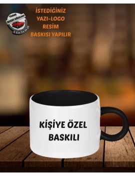 SİYAH MOTTO FİNCAN KUPA BARDAK | KİŞİYE ÖZEL BASKILI