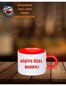 KIRMIZI MOTTO FİNCAN KUPA BARDAK | KİŞİYE ÖZEL BASKILI