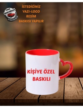 KULPU VE İÇİ KIRMIZI KALP KUPA BARDAK | KİŞİYE ÖZEL BASKILI | SEVGİLİLER GÜNÜ İÇİN İDEAL