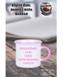 Pembe Kulplu Enamel Kupa | Kişiye Özel Yazı, Logo veya Fotoğraf Baskılı