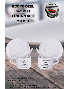 Porselen İkili Kaşıklı Nescafe – Çay Fincan Seti | Kişiye Özel Baskılı