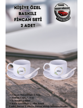 Porselen İkili Kaşıklı Nescafe – Çay Fincan Seti | Kişiye Özel Baskılı