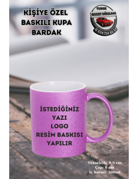 Kişiye Özel Simli Mor Kupa | Yazı, Resim ve Logo Baskılı