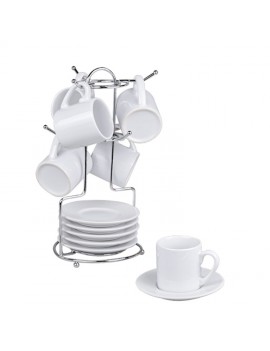 Salkım Standlı Türk Kahve Fincan Takımı 6’lı | Beyaz | Kişiye Özel Baskılı