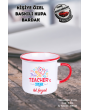 Kırmızı Kulplu Enamel Kupa – Teacher’s Day Tasarımlı | Altına İsim Yazılabilir