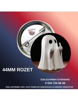 Hayalet Tekli Rozet | 44mm ve 58mm Seçenekli | Parlak Baskı