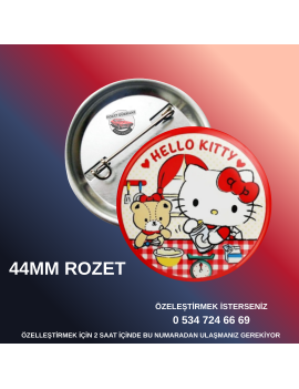Hello Kitty Tekli Rozet | 44mm ve 58mm Seçenekli | Sevimli Tasarım, Parlak Baskı