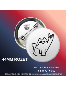 Kedi Temalı Tekli Rozet | 44mm ve 58mm Seçenekli | Parlak Baskı