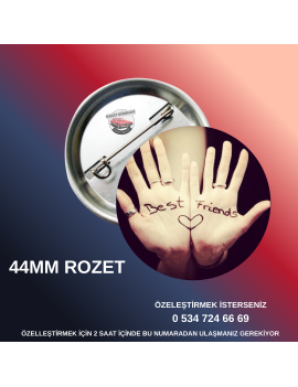 Best Friends Tekli Rozet | 44mm ve 58mm Seçenekli | Parlak Baskı