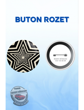 SİYAH BEYAZ BÜYÜYEN YILDIZ TEMALI SEVİMLİ ROZET