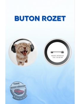 MÜZİK DİNLEYEN KEDİ TEMALI SEVİMLİ ROZET