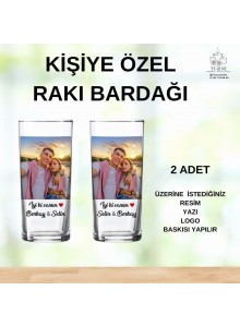 Kişiye Özel Baskılı Rakı Bardağı 2 li | İsim, Logo, Mesaj Baskılı