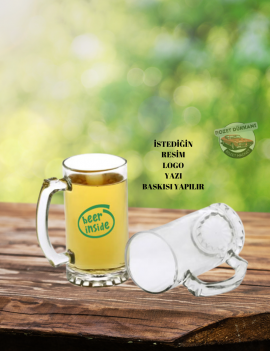 Kişiye Özel Şeffaf Bira Bardağı İkili Set | İsim, Yazı, Logo Baskılı