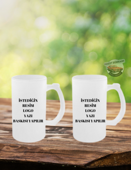 Kişiye Özel Buzlu Bira Bardağı İkili Set | İsim, Yazı, Logo Baskılı