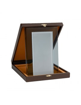 Deri Kutulu Cam Plaket Seti | Kişiye Özel Baskılı | Siyah & Beyaz Plaket