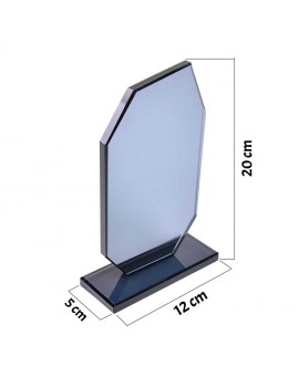 Füme Kristal Sekizgen Cam Plaket | 12x20 cm | 1 cm Kalınlık | Kişiye Özel