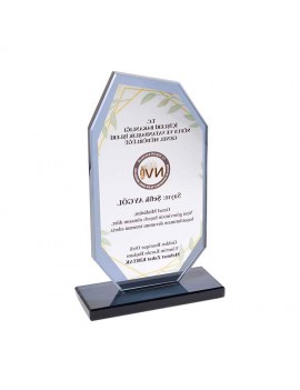 Füme Kristal Sekizgen Cam Plaket | 12x20 cm | 1 cm Kalınlık | Kişiye Özel