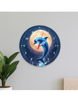 Yuvarlak Metal Saat | 19,5 cm | Beyaz Baskı Alanlı