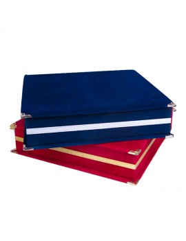 Boş Tabak Plaket Kutusu | 28x28 cm | Kadife Malzeme, Kırmızı & Lacivert