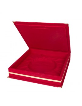 Boş Tabak Plaket Kutusu | 28x28 cm | Kadife Malzeme, Kırmızı & Lacivert
