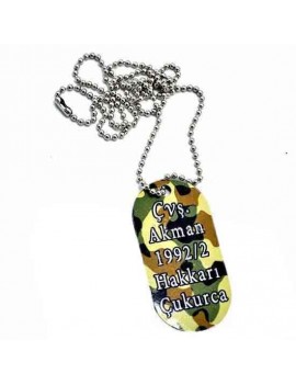 Çift Taraflı Asker Künyesi | Metal Zincirli | Kişiye Özel Baskılı