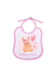 Kişiye Özel Keten Pembe Bebek Önlüğü | İsim, Tarih, Yazı veya Logo Baskısı Yapılır