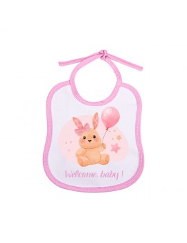 Kişiye Özel Keten Pembe Bebek Önlüğü | İsim, Tarih, Yazı veya Logo Baskısı Yapılır