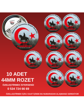 10’lu 29 Ekim Cumhuriyet Bayramı Rozeti Seti – 44mm Atatürk ve Türk Bayraklı Yaka Rozetleri