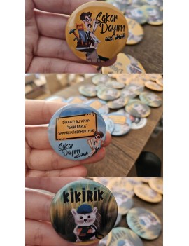 Kişiye Özel 44mm Baskılı Rozet – Fotoğraf, Yazı veya Logo Tasarımı