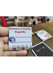 Kişiye Özel 50mm Kare Rozet – Fotoğraf, Yazı veya Logo Baskılı