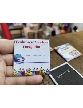 Kişiye Özel 50mm Kare Rozet – Fotoğraf, Yazı veya Logo Baskılı