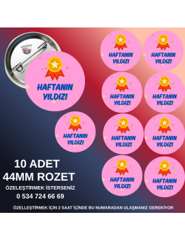 10’lu Yıldız Öğrenci Rozeti Seti – 44mm Renkli Yaka Rozetleri – Başarıyı Kutlayın